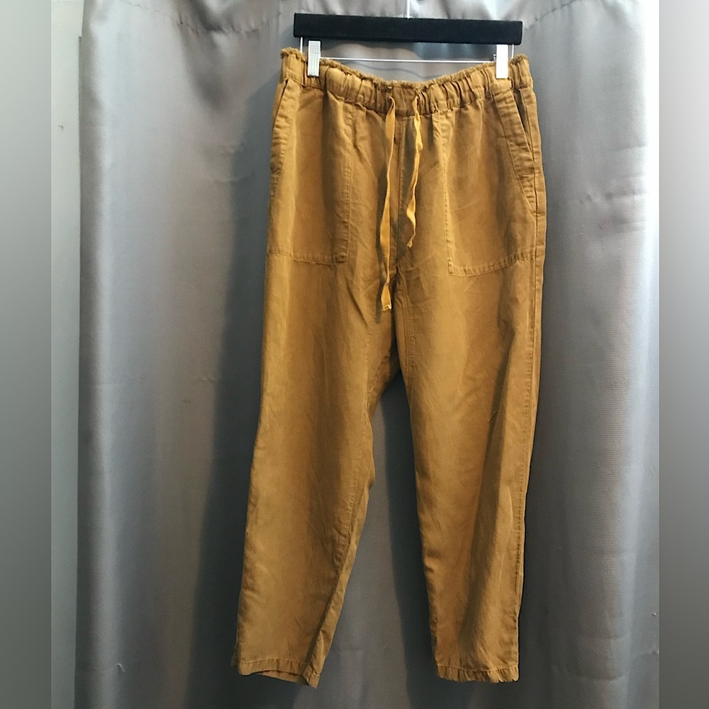 Zara gold linen blend high rise loose pants size large